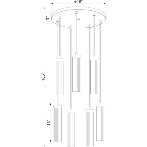 Beau 7 Light 18 inch Matte Black Chandelier Ceiling Light