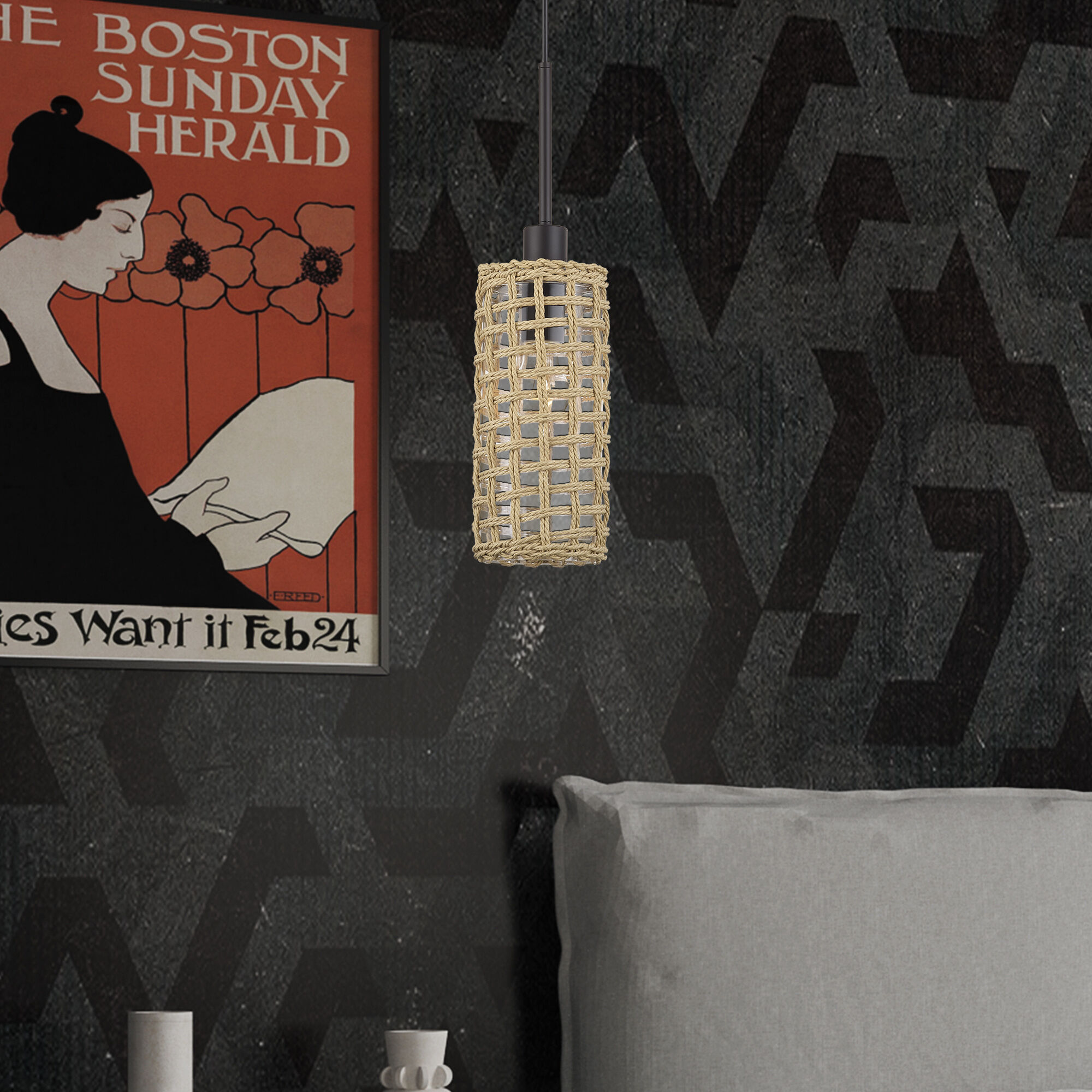 Twinewell 1 Light 5.13 inch Bronze Mini Pendant Ceiling Light