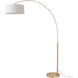 Float 92 inch 14 watt Weathered Brass Arc Floor Lamp Portable Light in White Linen