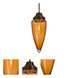 Sulu 1 Light Bronze Pendant Ceiling Light in Amber Bubble Glass