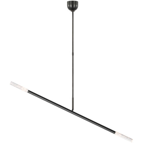 Kelly Wearstler Rousseau LED 60 inch Bronze Articulating Linear Chandelier Ceiling Light in Seeded Glass, Large