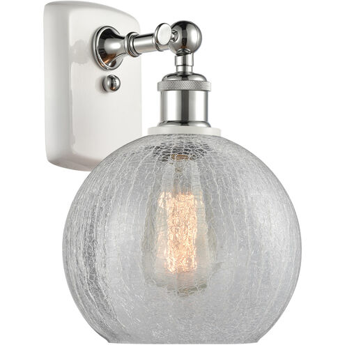 Ballston Athens LED 8 inch White and Polished Chrome Sconce Wall Light in Clear Crackle Glass, Ballston