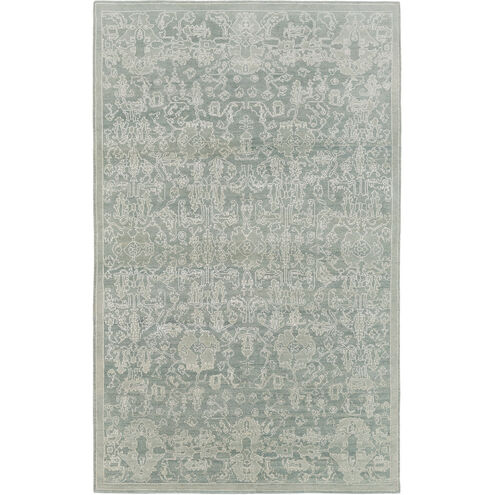 Opulent 72 X 48 inch Green and Green Area Rug, Wool, Cotton, and Viscose