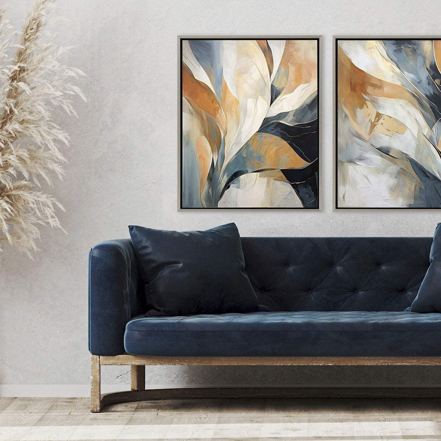 Rhythms of Flow Blue and Orange and White Canvas, Propac