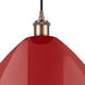 Ballston Plymouth Dome LED 16 inch Antique Copper Mini Pendant Ceiling Light in Black Textured, Matte Red