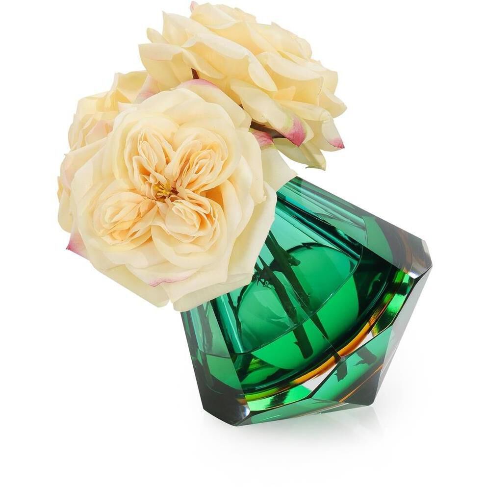 Emerald Art Glass and Roses Botanical/Floral