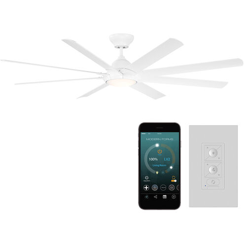 Hydra 80 inch Matte White Downrod Ceiling Fan in 3000K