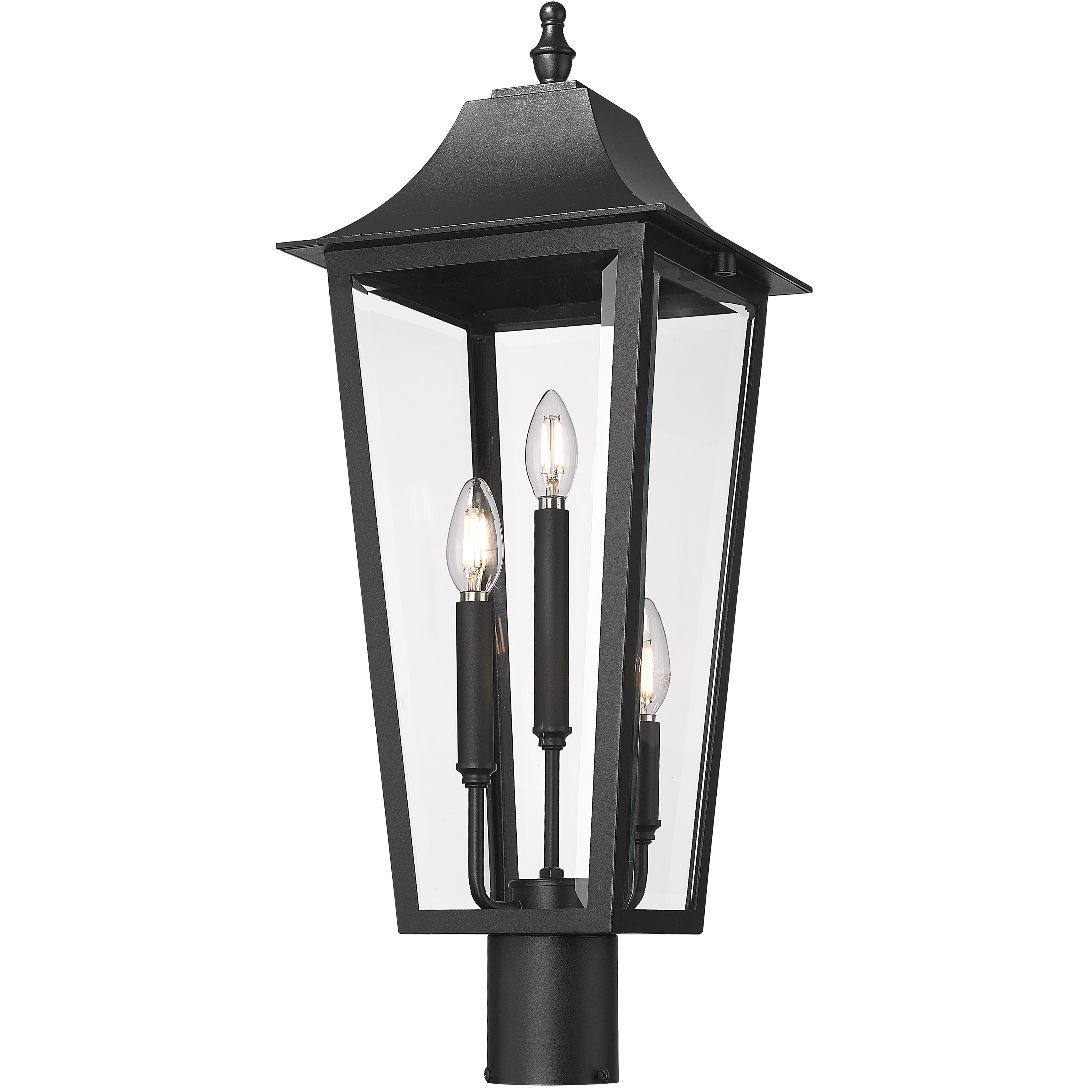 Gannon 3 Light 26.75 inch Black Outdoor Post Mounted Fixture in G9