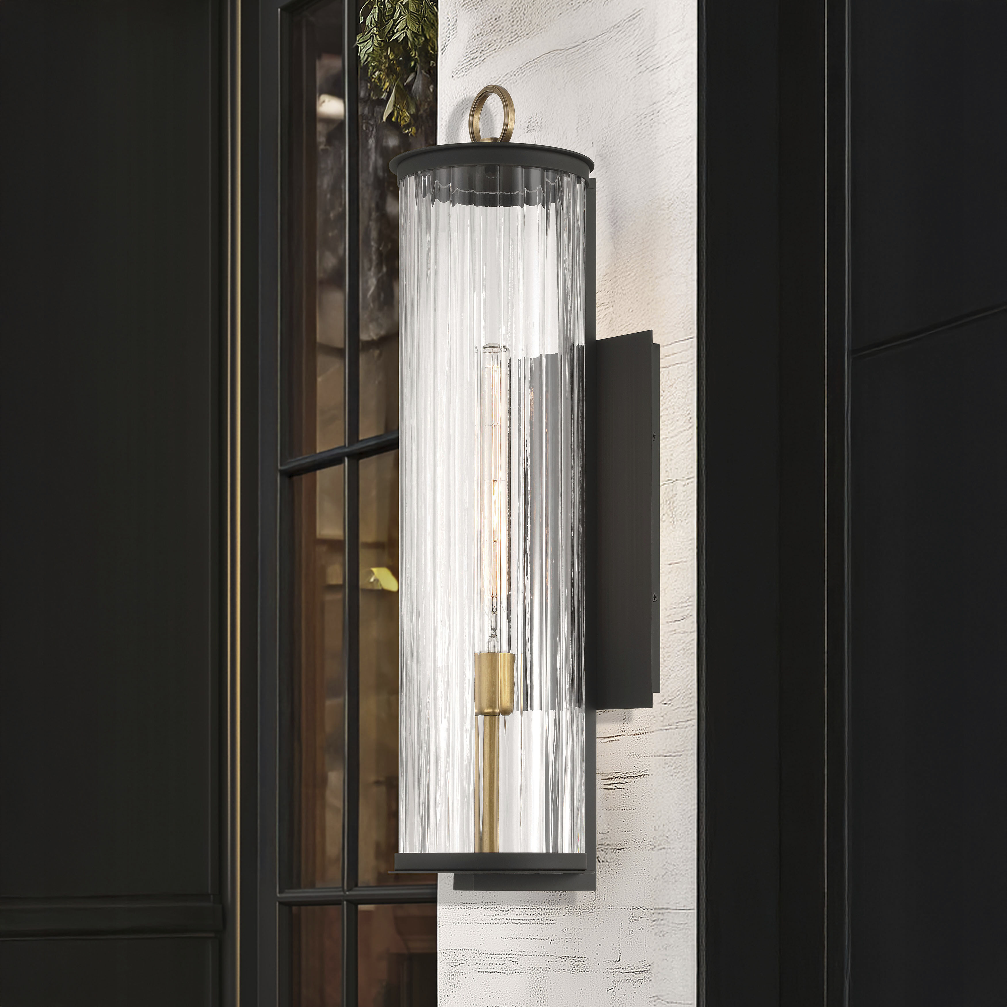 Cara 1 Light 27.5 inch Legacy Brass and Dark Matte Black Outdoor Wall Sconce