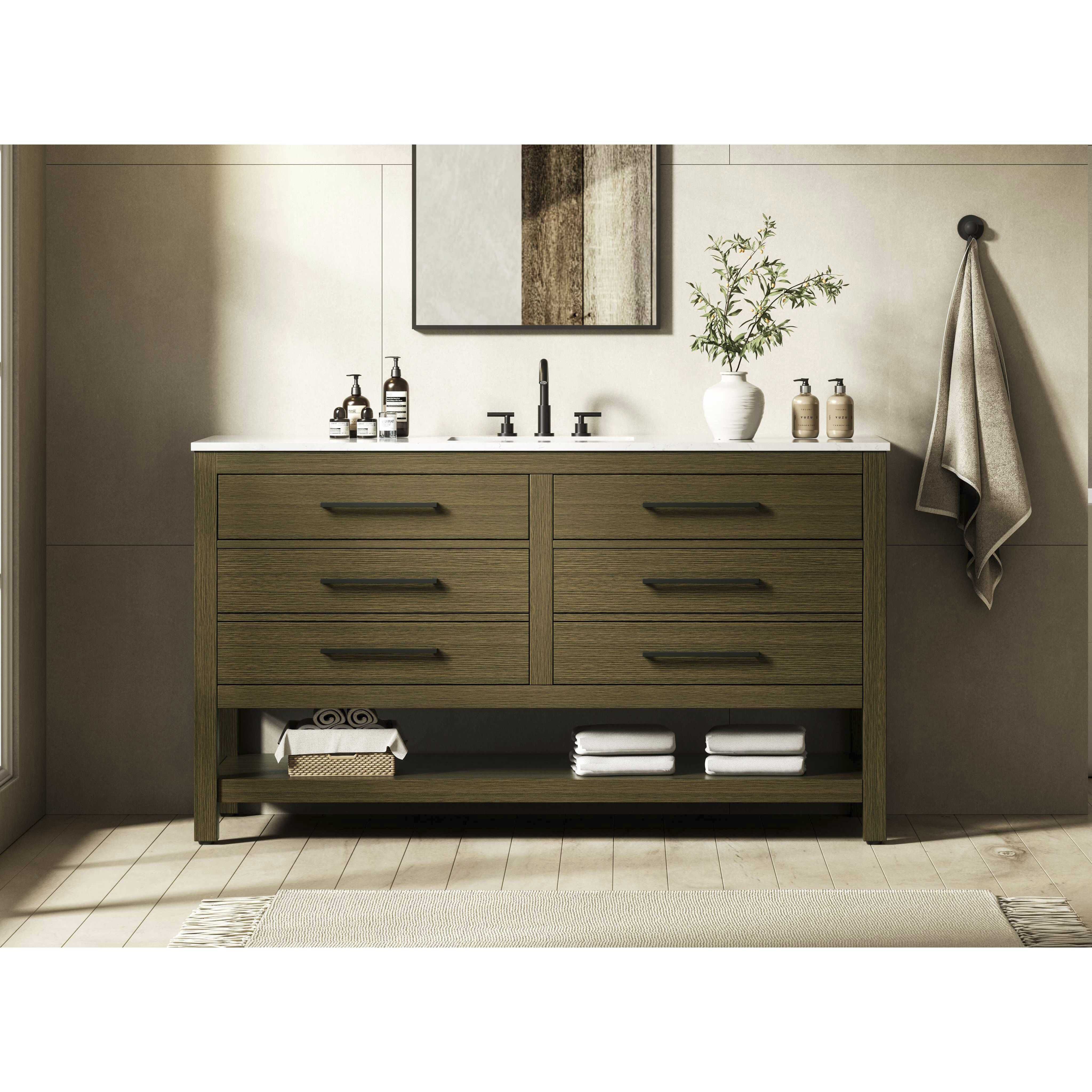 Karson 60 X 34 inch Chestnut Brown Bathroom Vanity Cabinet