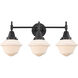 Caden 3 Light 26 inch Matte Black Bath Vanity Light Wall Light in Matte White Glass