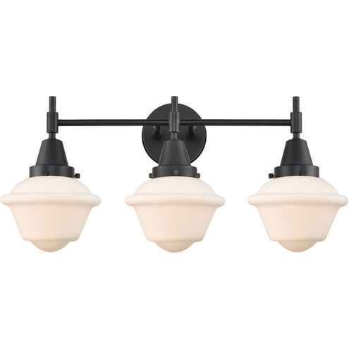 Caden 3 Light 26 inch Matte Black Bath Vanity Light Wall Light in Matte White Glass