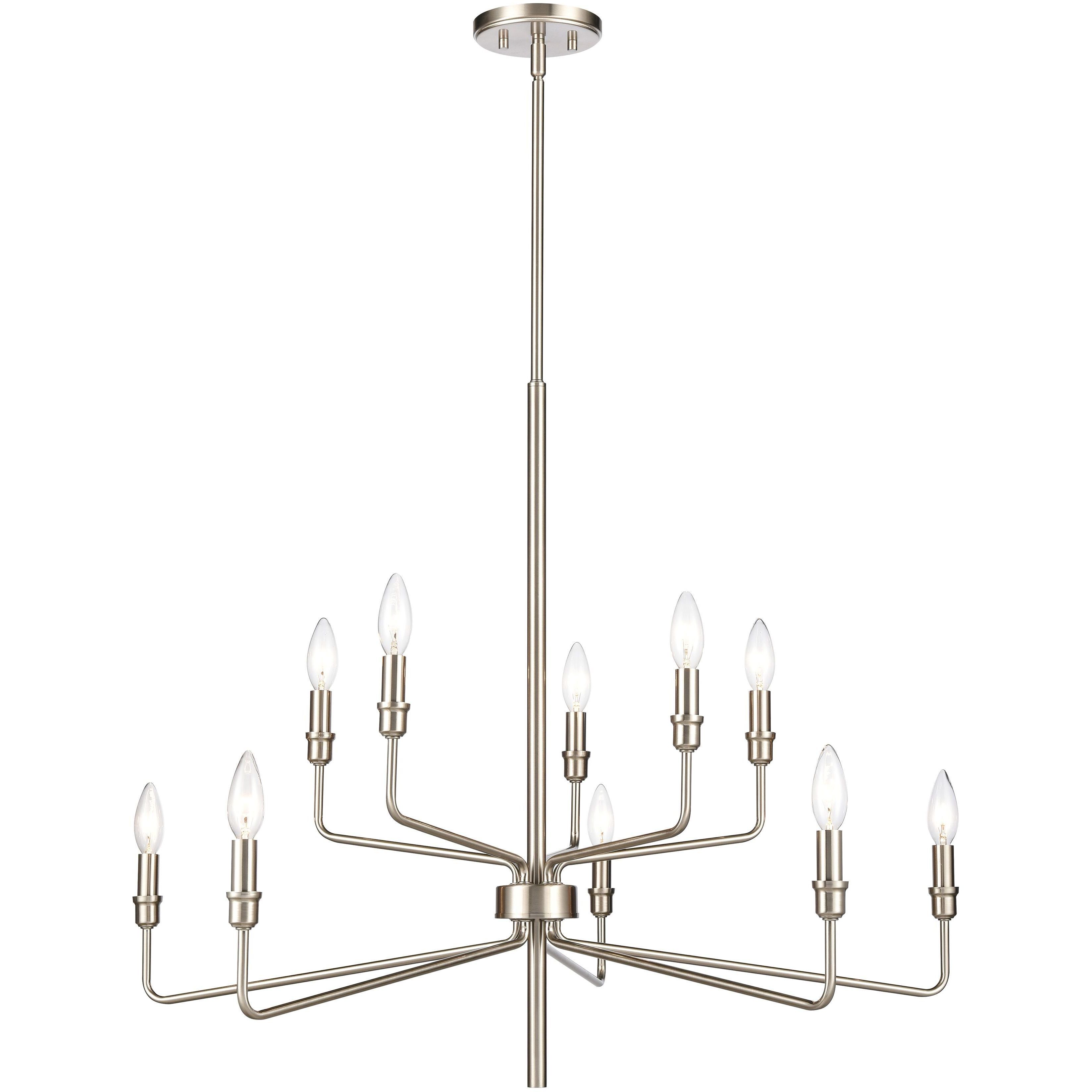 Saginaw 10 Light 34 inch Satin Nickel Chandelier Ceiling Light