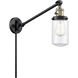 Dover 30 inch 3.50 watt Black Antique Brass Swing Arm Wall Light, Franklin Restoration