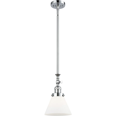 Franklin Restoration Cone 1 Light 8 inch Polished Chrome Mini Pendant Ceiling Light in Incandescent, Matte White, Franklin Restoration
