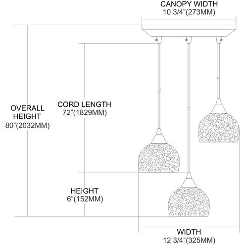 Saint George 3 Light 10 inch Satin Nickel Multi Pendant Ceiling Light, Configurable