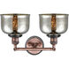 Franklin Restoration Large Bell 2 Light 18 inch Antique Copper Bath Vanity Light Wall Light in Silver Plated Mercury Glass