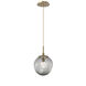 Aster LED LED 10 inch Gilded Brass Pendant Ceiling Light in 3000K LED, Zircon Inner - Smoke Outer