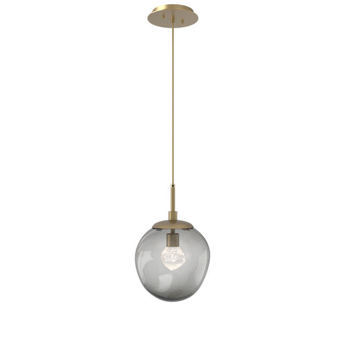 Aster LED LED 10 inch Gilded Brass Pendant Ceiling Light in 3000K LED, Zircon Inner - Smoke Outer