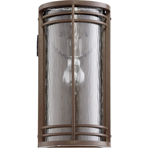Larson 1 Light 15 inch Oiled Bronze Outdoor Wall Lantern in Clear Hammered Glass, Clear Hammered Glass