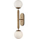 Barbican 2 Light 6.5 inch Antique Brass and White Bath Sconce Wall Light