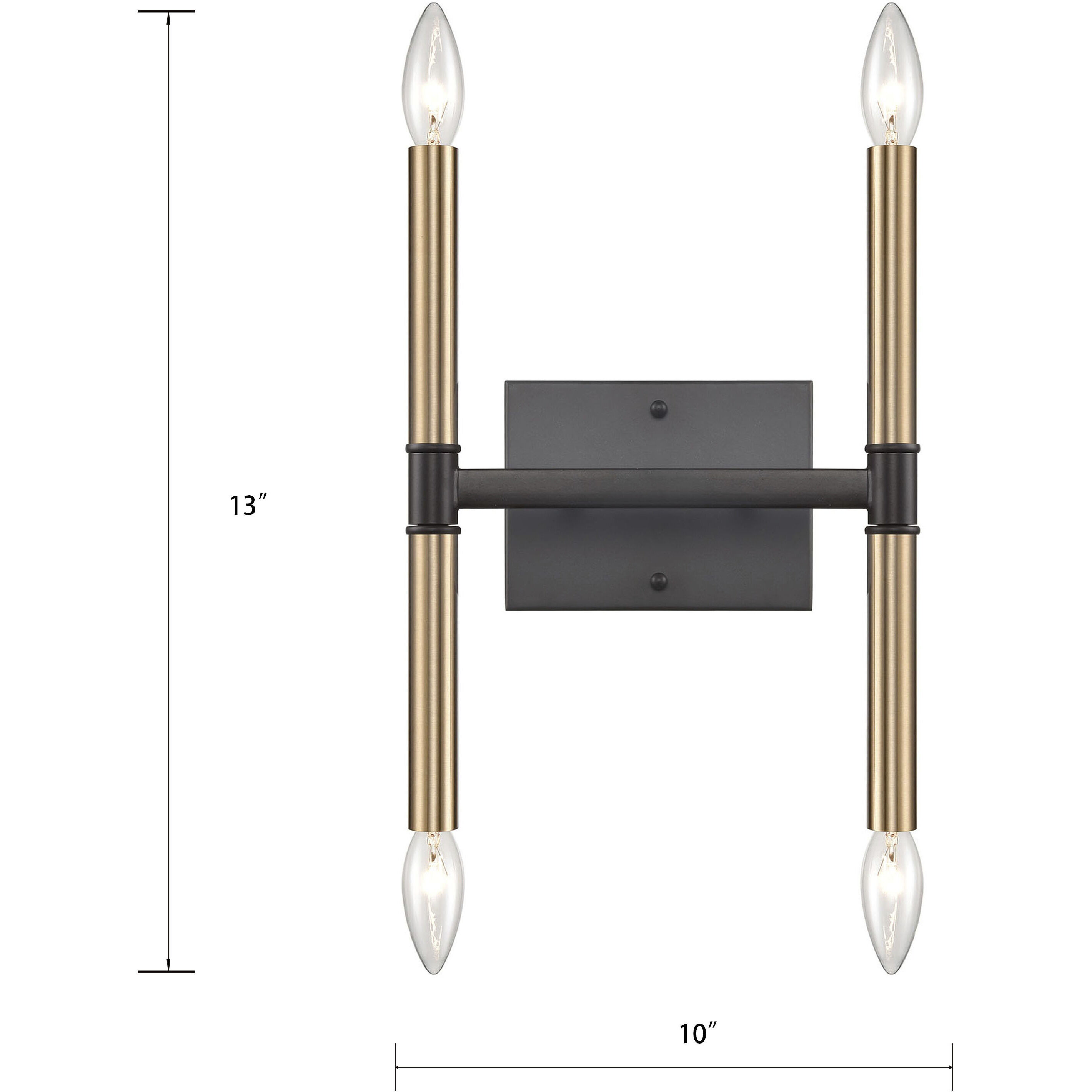 Notre Dame 4 Light 10 inch Oil Rubbed Bronze and Gold Wall Sconce Wall Light