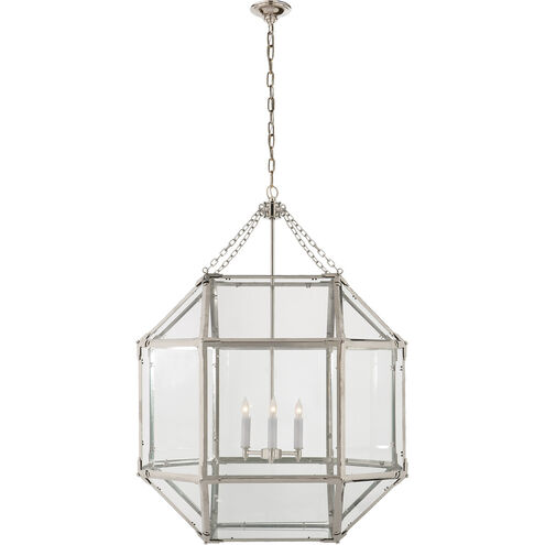 Suzanne Kasler Morris 3 Light 23.25 inch Polished Nickel Lantern Pendant Ceiling Light in Clear Glass, Large