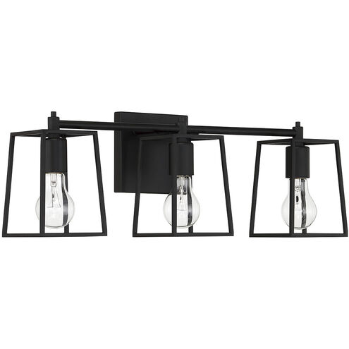 Dunn 3 Light 23 inch Flat Black Vanity Light Wall Light