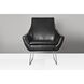 Kendrick Black Distressed PU Leather and Brushed Steel Accent Chair 
