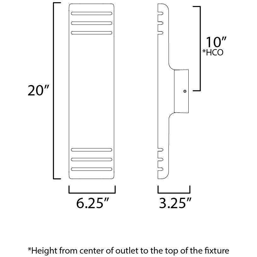 Lightray LED LED 20 inch Black Outdoor Wall Mount, Large