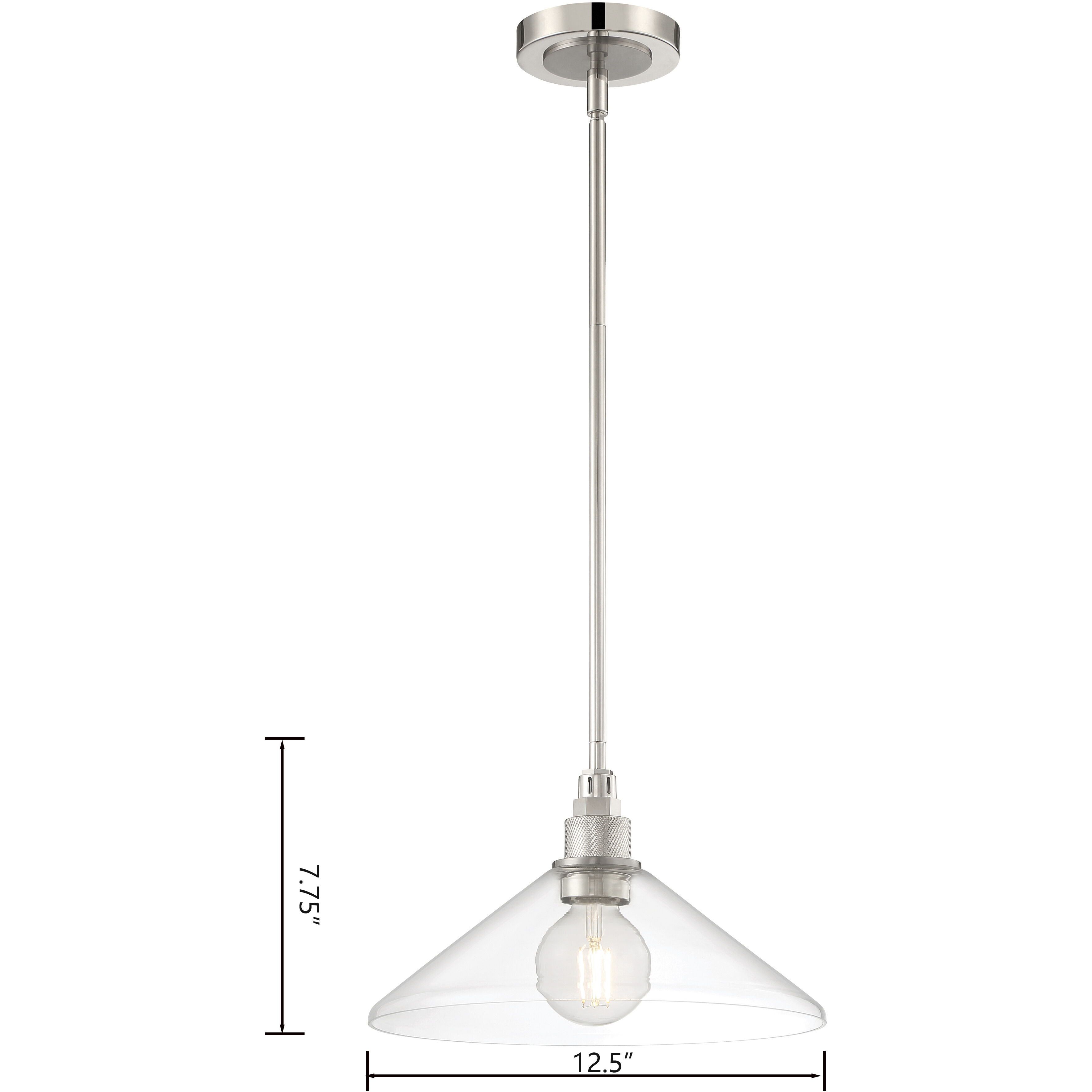 Charis 1 Light 12.5 inch Polished Nickel with Brushed Nickel Pendant Ceiling Light