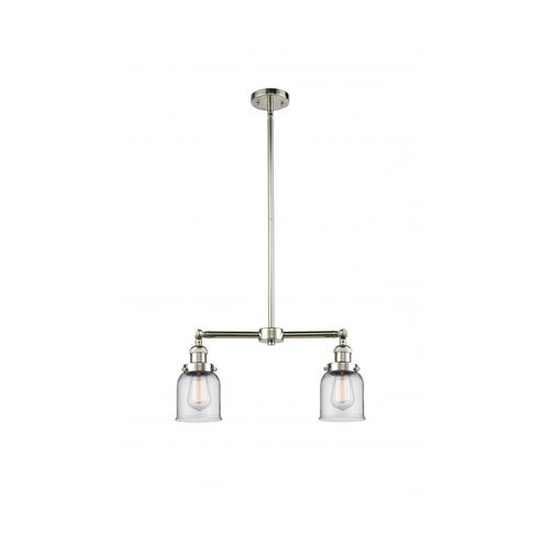 Franklin Restoration Small Bell 2 Light 21 inch Polished Nickel Chandelier Ceiling Light in Clear Glass, Franklin Restoration
