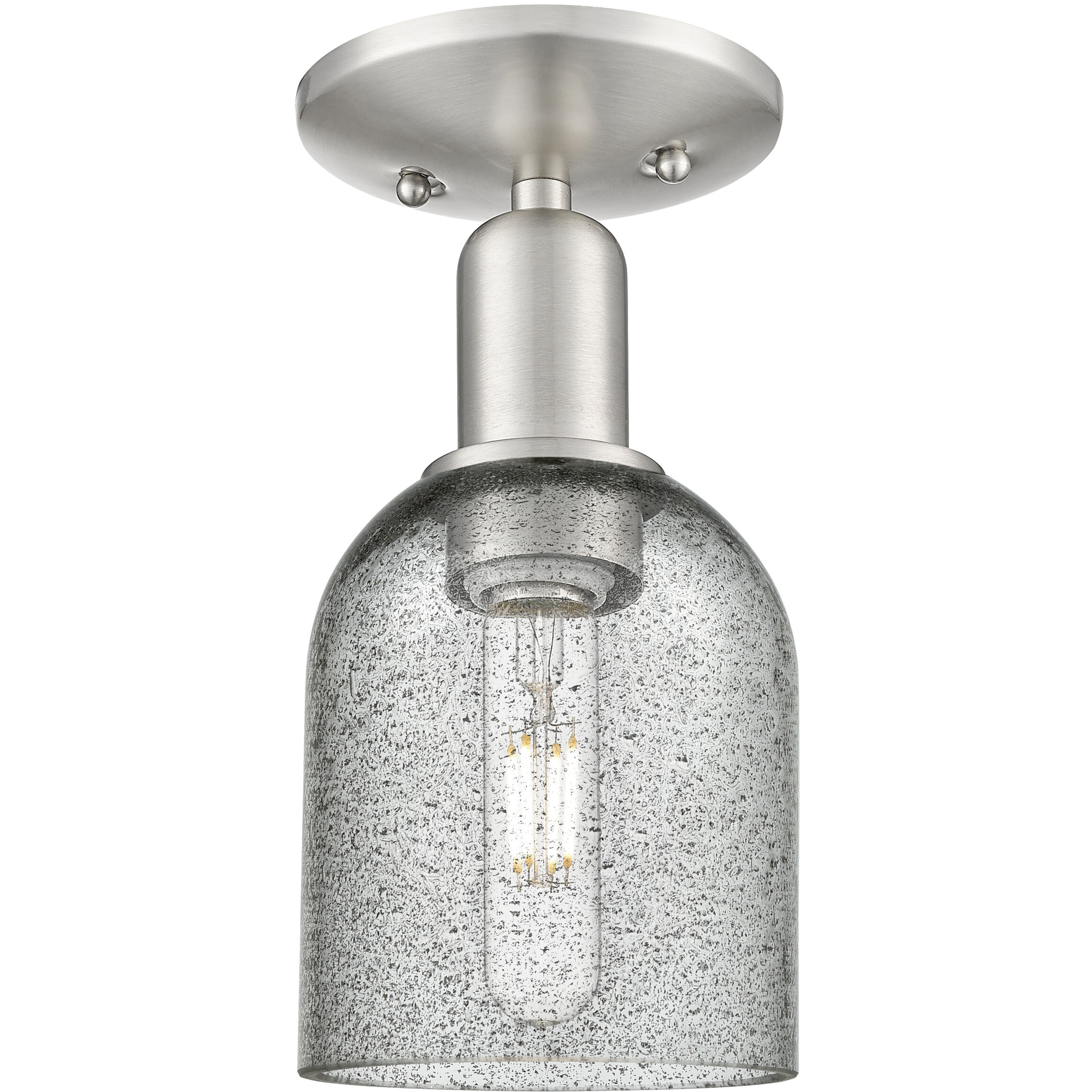 Arcadia Caledonia 1 Light 5 inch Brushed Satin Nickel Semi-Flush Mount Ceiling Light in Charcoal