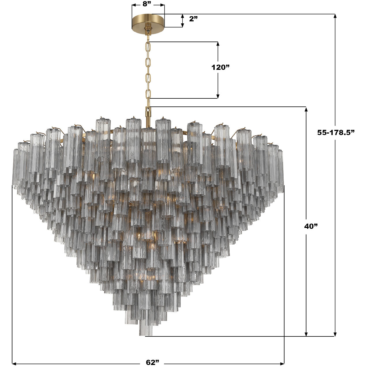 Addis 40 Light 62 inch Aged Brass Chandelier Ceiling Light
