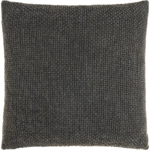 Washed Texture 20 inch Charcoal Pillow Kit in 20 x 20, Square