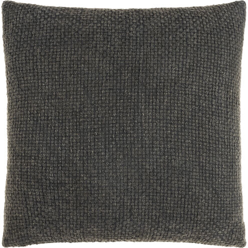 Washed Texture 20 inch Charcoal Pillow Kit in 20 x 20, Square