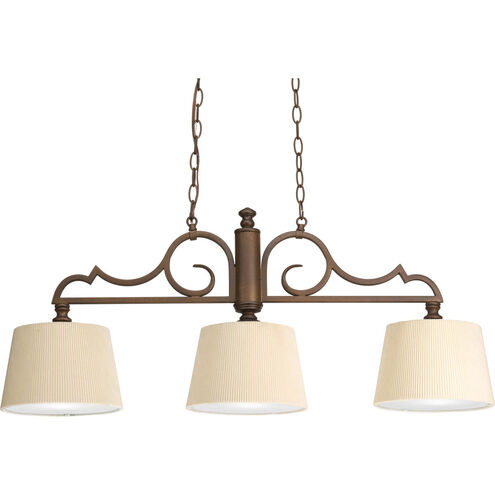 Meeting Street 3 Light 37 inch Roasted Java Linear Chandelier Ceiling Light