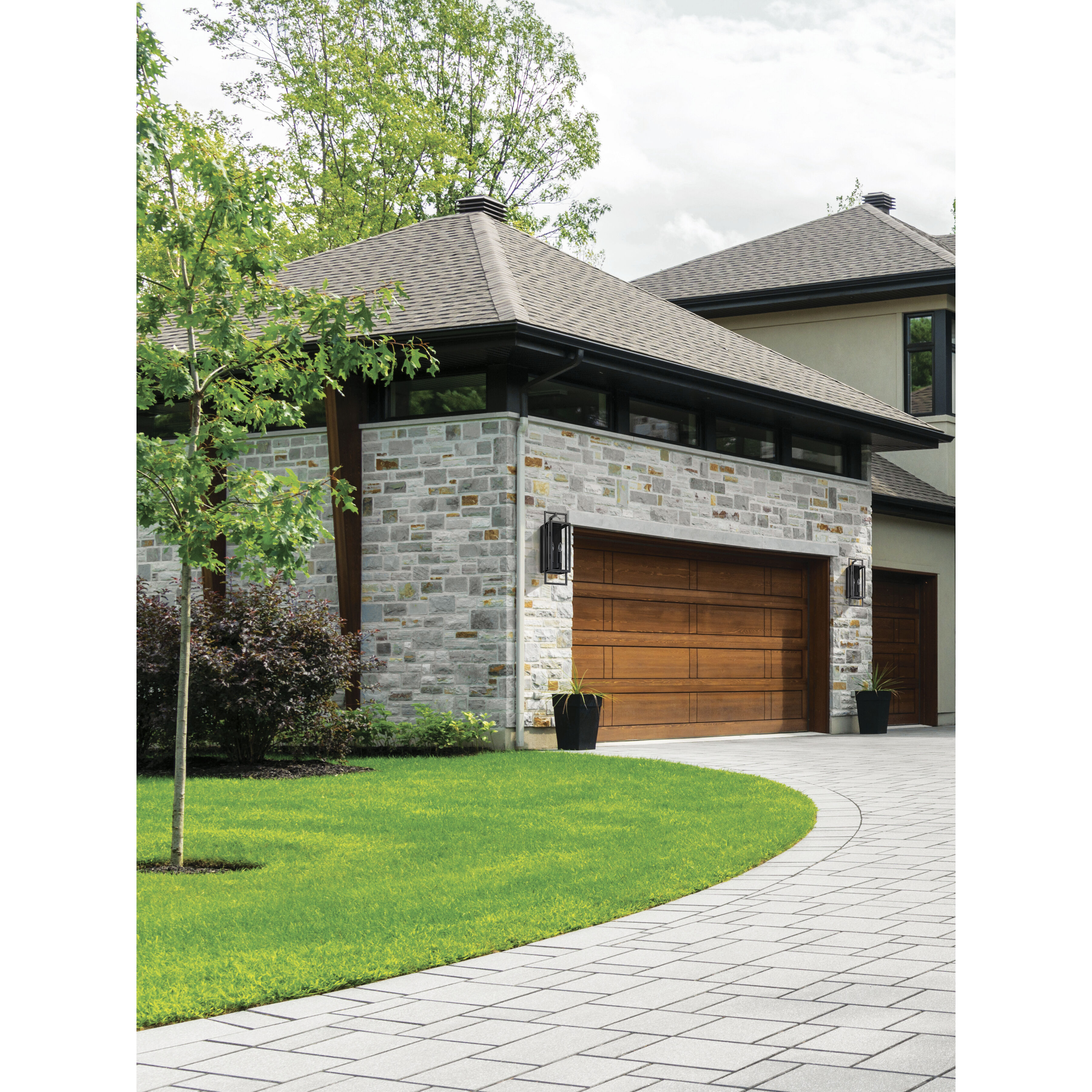 Lucian 2 Light 21.5 inch Black Outdoor Wall Light