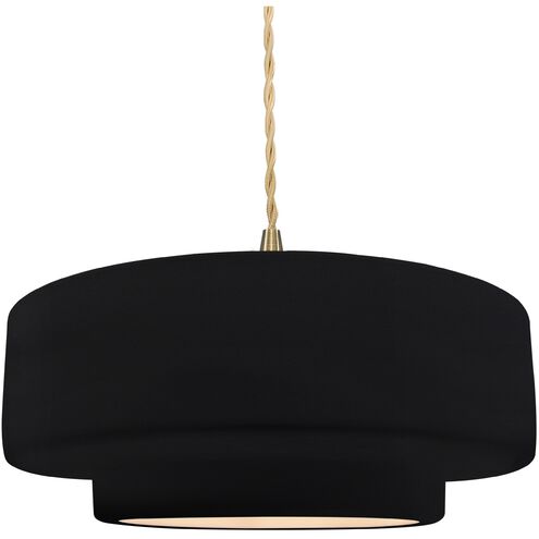 Radiance 1 Light 14.5 inch Gloss Black and Matte White and Brushed Brass Pendant Ceiling Light