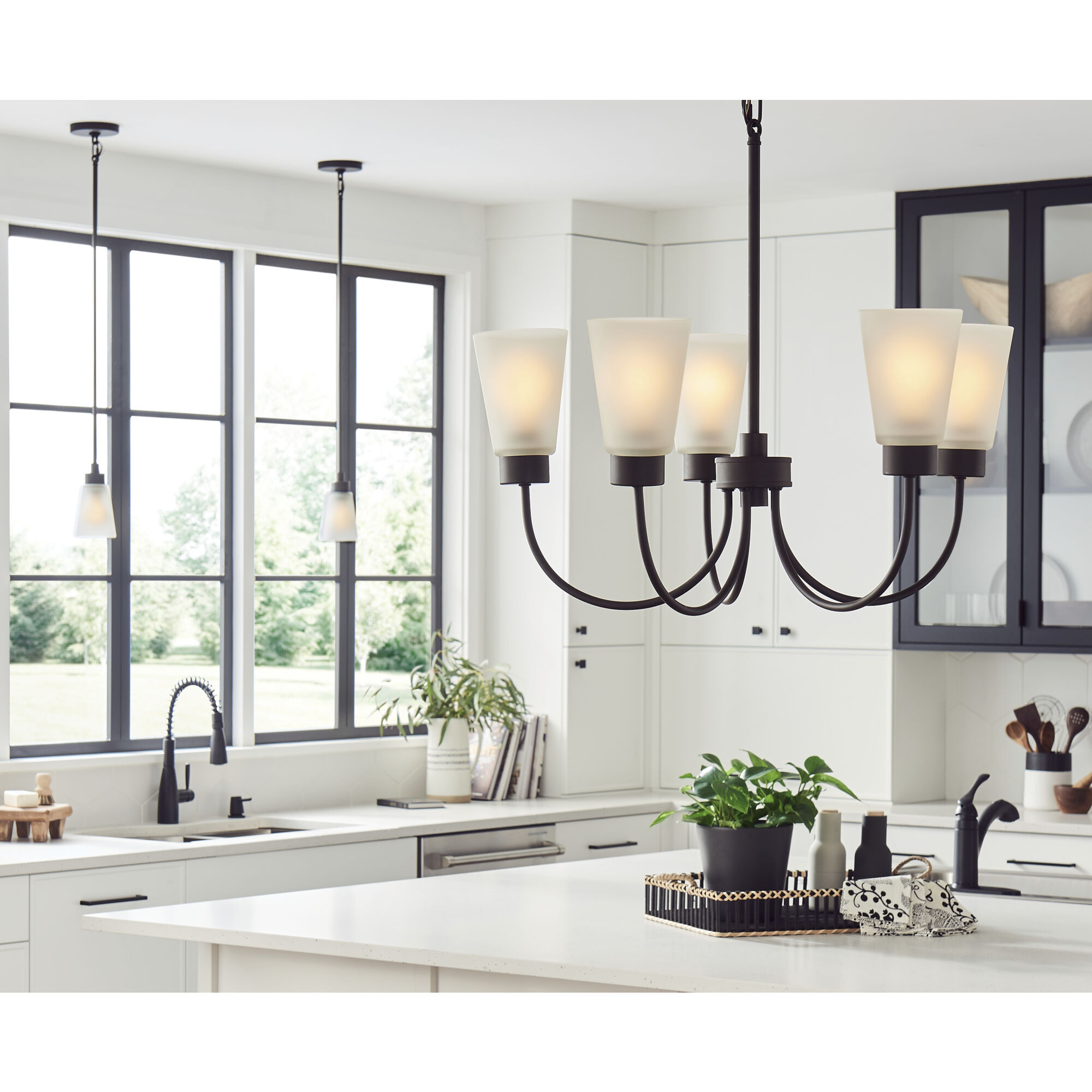 Erma 5 Light Olde Bronze Chandelier Ceiling Light, Medium, 1 Tier