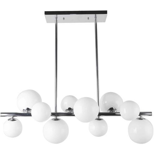 Glasgow 10 Light 31 inch Polished Chrome Horizontal Pendant Ceiling Light in White
