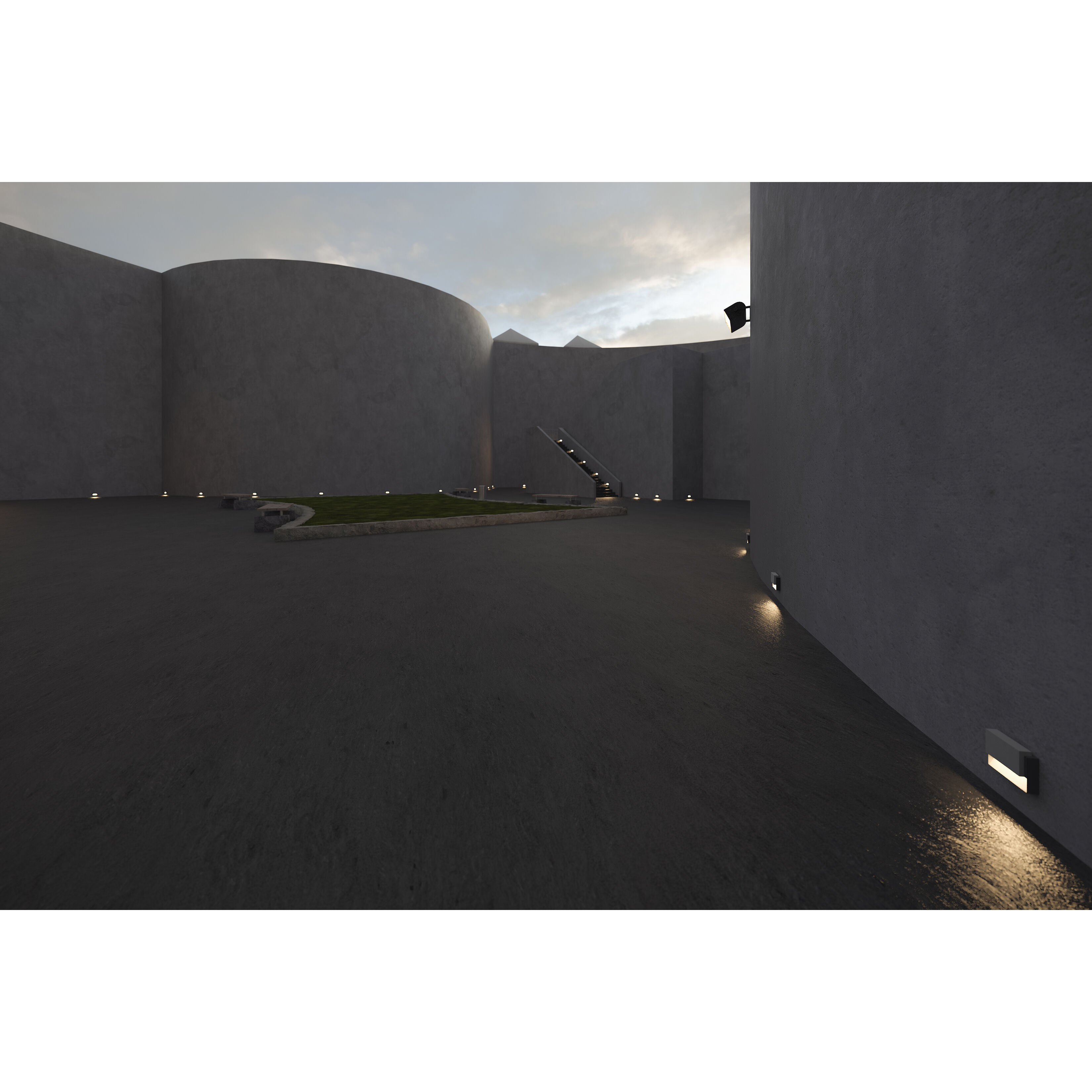 Piazza 277 9 watt Anthracite with Concrete Outdoor Step Light