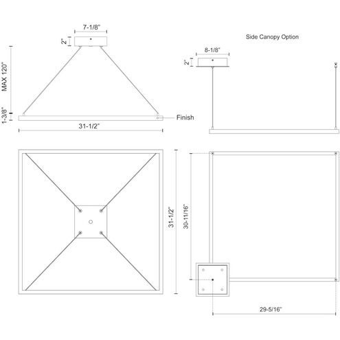 Piazza LED 31.5 inch Black Pendant Ceiling Light