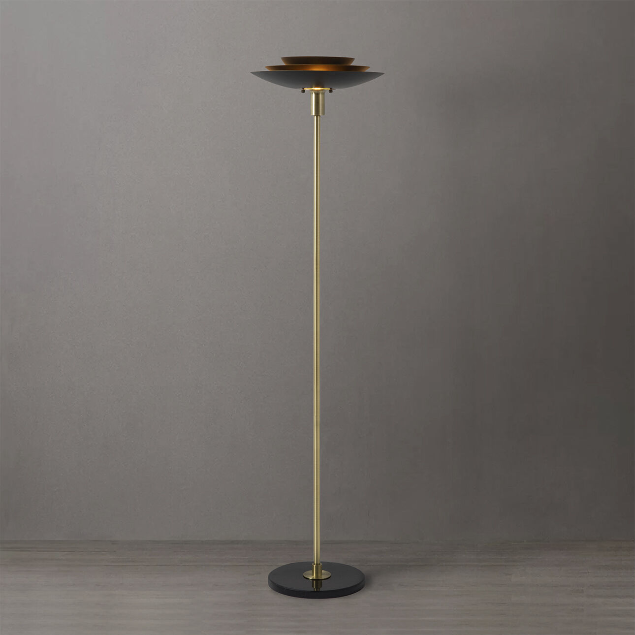 Rancho Mirage 72 inch 60.00 watt Matte Black and Weathered Brass Torchiere Portable Light