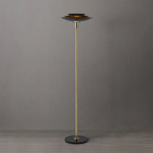 Rancho Mirage 72 inch 60.00 watt Matte Black and Weathered Brass Torchiere Portable Light