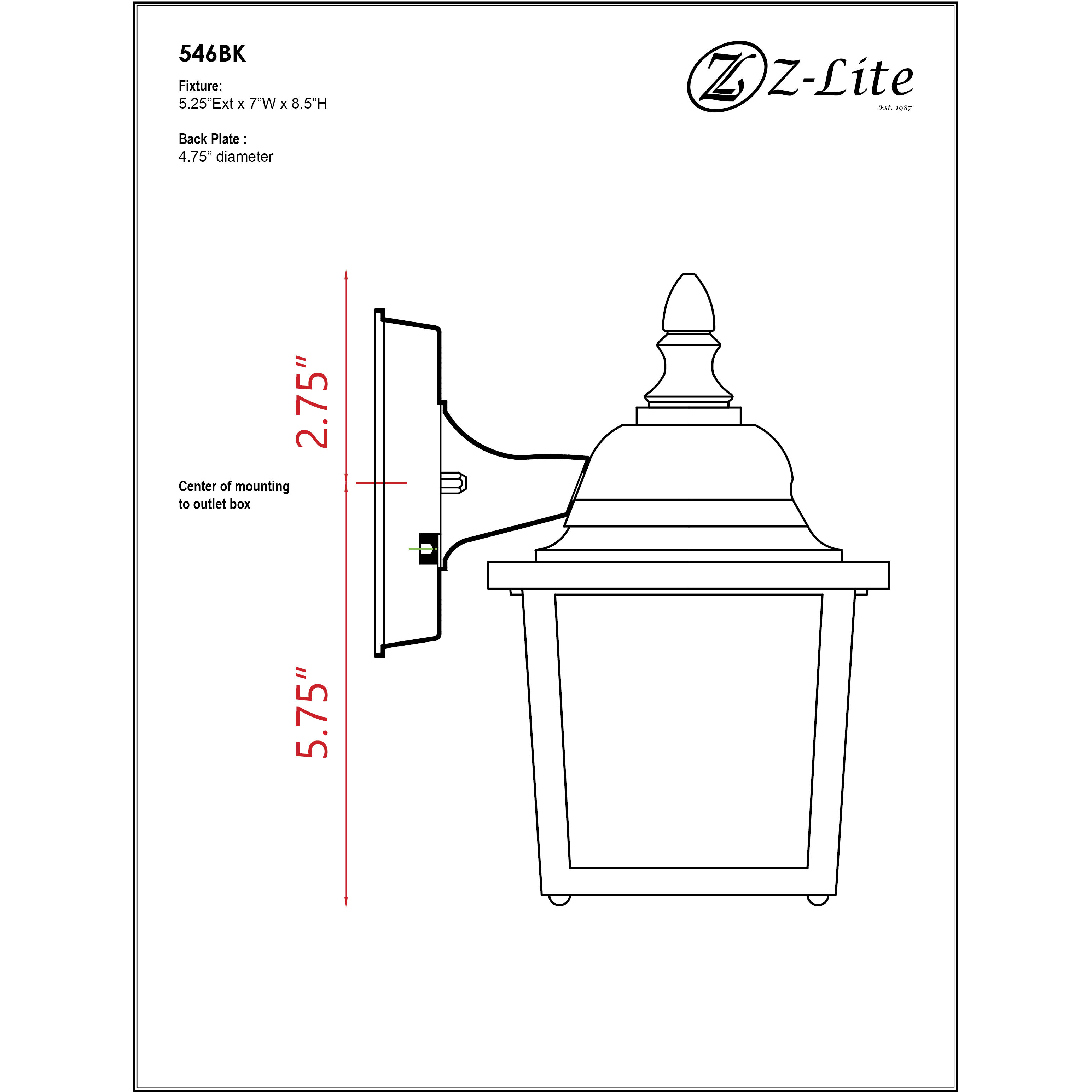 Waterdown 1 Light 8.38 inch Black Outdoor Wall Light