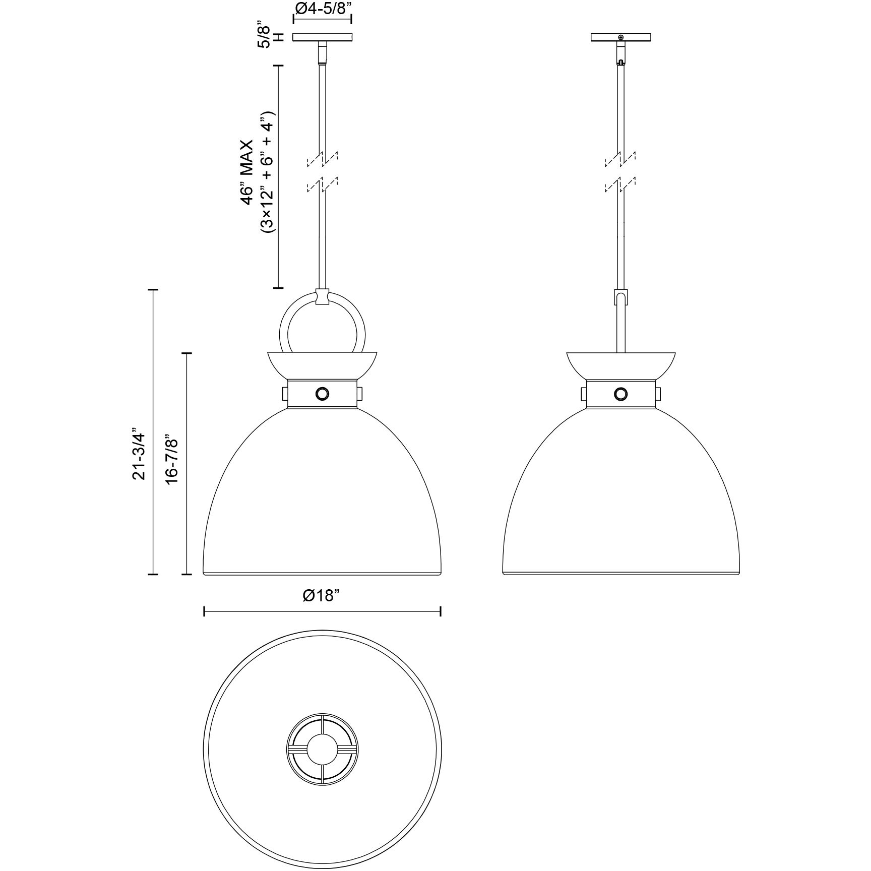 Alora Mood Waldo Pendant Ceiling Light in Aged Gold and Matte Black