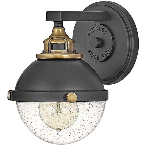 Fletcher LED 8 inch Black with Heritage Brass Vanity Light Wall Light