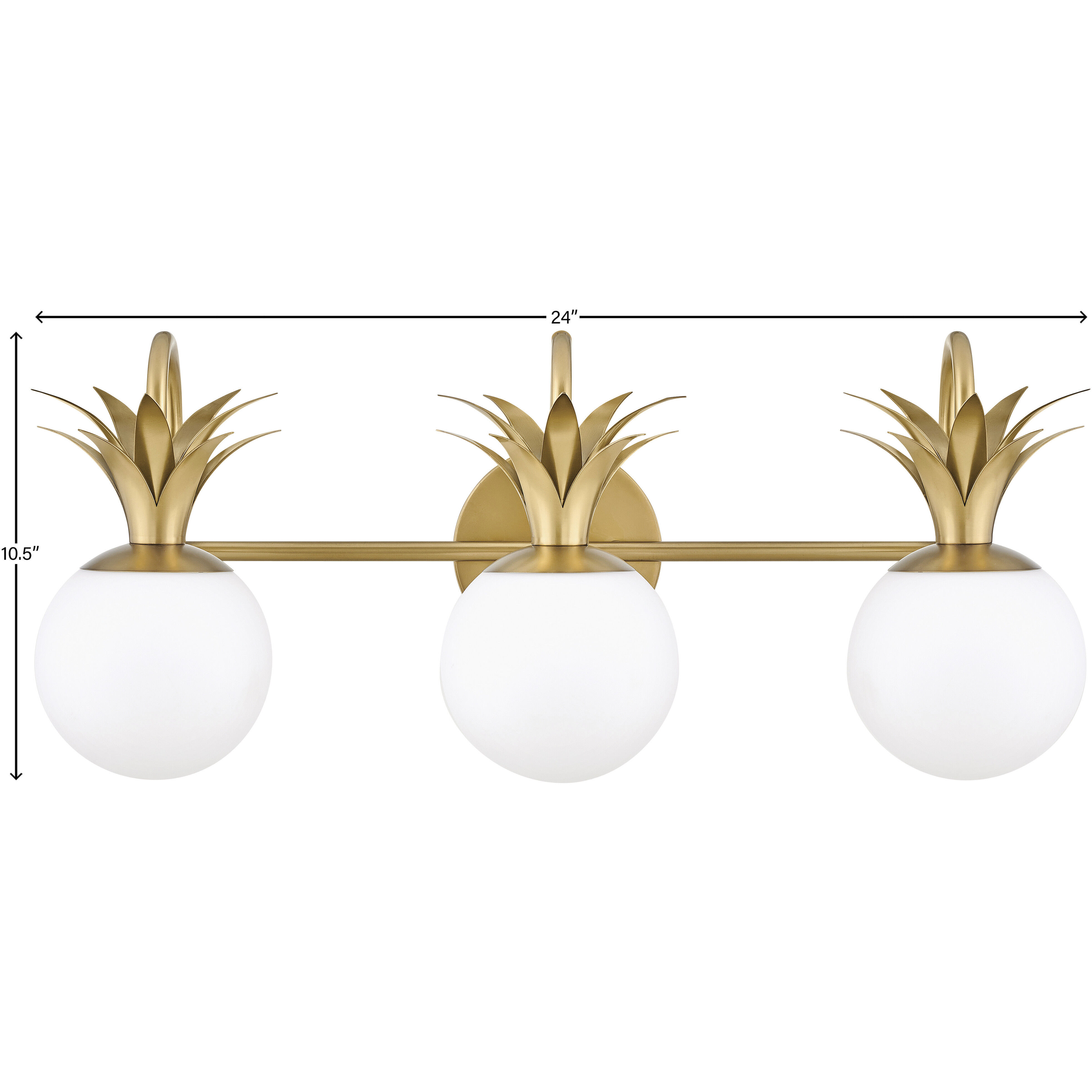 Palma 3 Light 24 inch Heritage Brass Vanity Light Wall Light