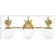Palma 3 Light 24 inch Heritage Brass Vanity Light Wall Light